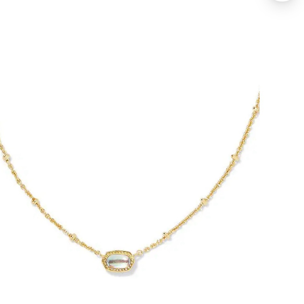 Kendra Scott Mini Elisa Gold Satellite Short Pendant Necklace Dichroic Glass NIB